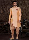Peach Colour outluk vol 27 Wedding Wear Semi Jacquard Silk With Self Emboss Work Indo Western Mens Wear Collection 27007
